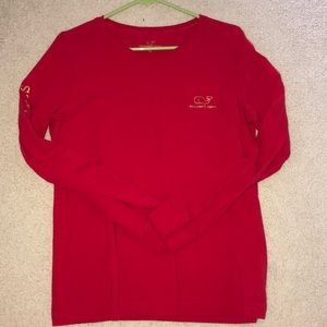 Vineyard Vines red whale tee
